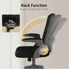 Ergonomic Mesh Office Chair With Flip Armrests And Lumbar Support - Black - View 8
