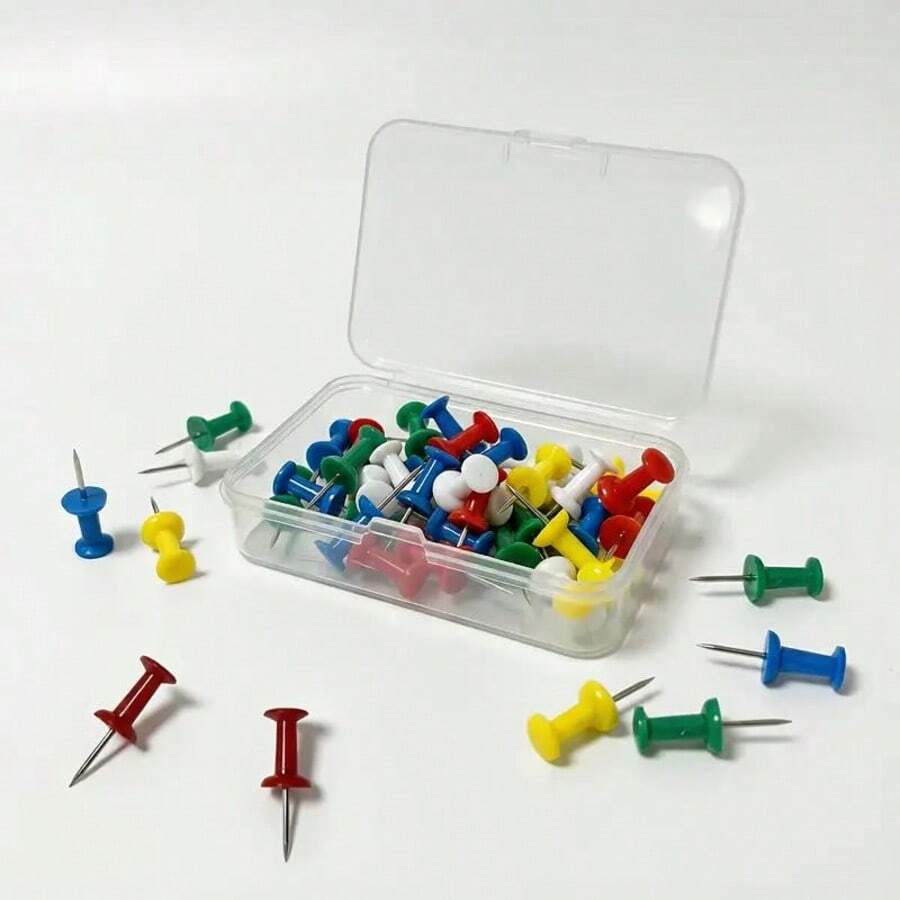 120pcs Colorful Push Pins, Small Head Map Tacks With Plastic Storage Box, Suitable For Bulletin Boards, Cork Boards, School, Office And Home Use, Chinchetas - Sets - View 1