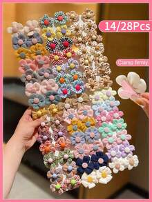 14/28pcs Colorful Flower Clips, Hair Accessories For Girls - Multicolor - View 2