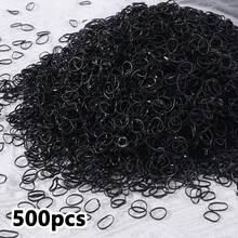 500 piezas de ligas para el cabello desechables mini para niñas, bandas elásticas suaves para el cabello, accesorios para coleta, uso diario - Negro - Ver 7
