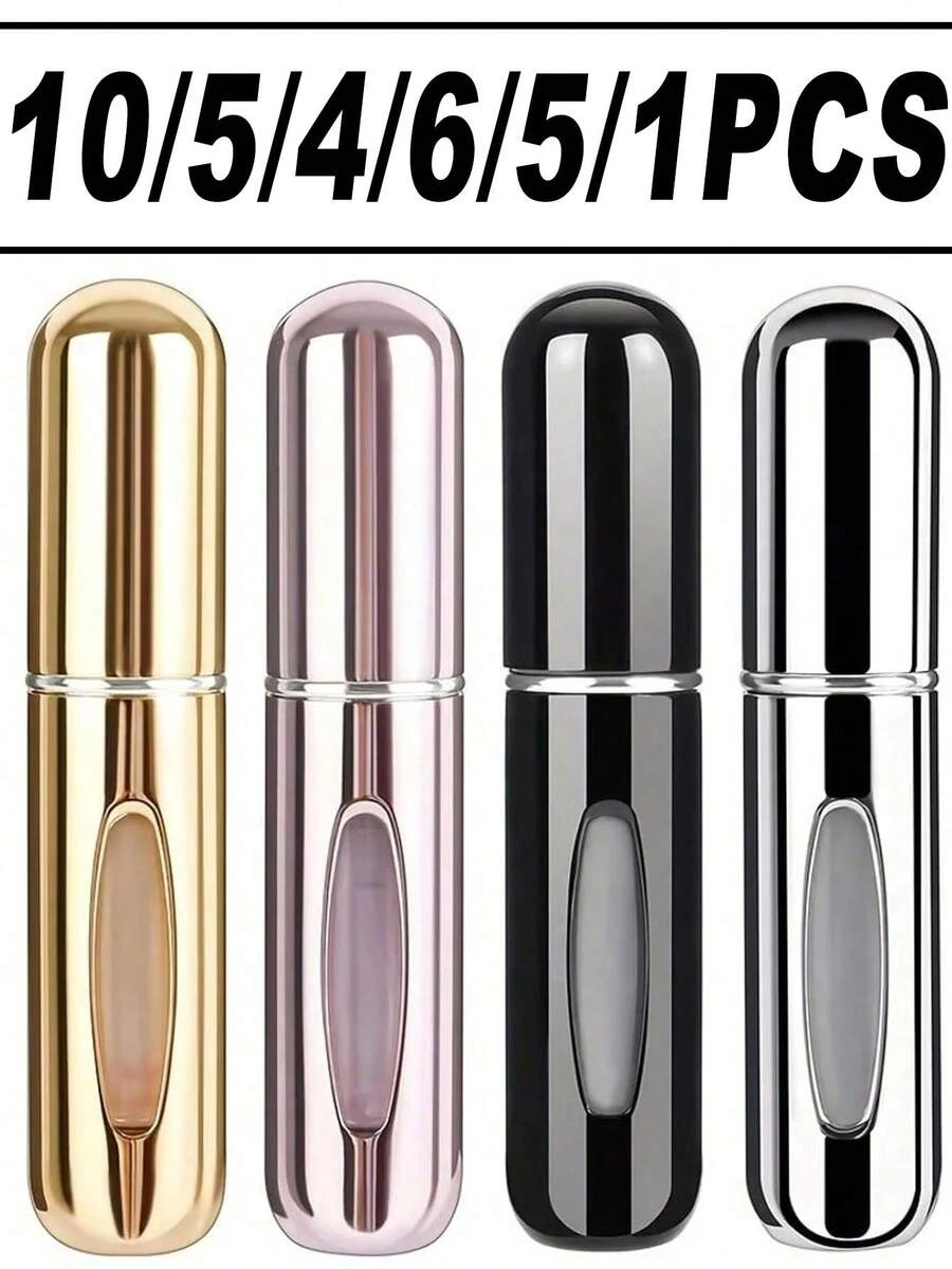 1/4/5/10Pcs 5ml Refillable Perfume Atomizer Bottle, Mini Portable Spray Container For Fragrance Travel Refill, Multicolor Empty Perfume Bottle, Compact Toiletry Accessory For Travel Essentials, Summer Vacation, Weekend Trips And Holiday Gift