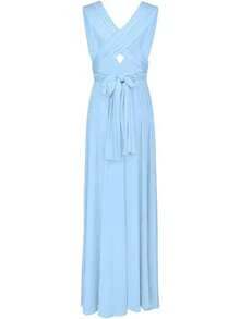 Vestido de Dama de Convertible para Mujer - Celeste - Ver 7