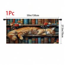 1pc, Home Decor, Cat Pattern Printed Table Skirt, Kitchen Small Curtain, Kitchen Cabinet Cover, With Curtain Holes, Easy To Hang, Rectangular, Machine Woven, Machine Washable, Kitchen Decoration And Accessories, Perfect For Kitchen Cabinets And Home Decor - Multicolor - View 13