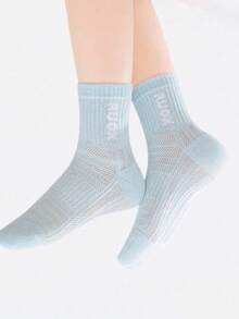 5 Pairs Spring/Summer Children's Socks, Thin Mesh Breathable Versatile Letter Print Sports Socks For Boys And Girls - Multicolor - View 4