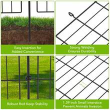 Valla de Jardín Metálica de 10 Paneles, Cerca para Perros sin Excavar, Uso Exterior para Patio. Medidas: 32 pulgadas de alto x 29 pies de ancho - Negro - Ver 3