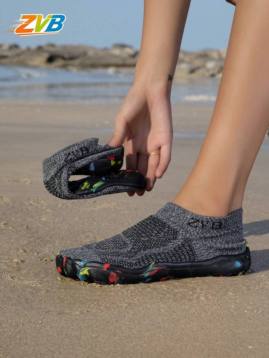 ZVB 情侶款赤足感親膚軟底女款沙灘水鞋，戶外快乾夏季涼鞋，釣魚涉水鞋，防滑透氣