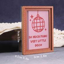 1pc Pink Disco Fridge Magnet, Wooden Photo Frame Refrigerator Magnet, Home Decor, Fun Gift! - one-size - View 3