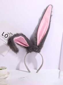 1pc Rabbit Police Officer Plush Headband, Cute Photo Prop Headpiece, Amusement Park Rabbit Ear Hair Accessory, Cosplay Head Hoop,Party - A - View 4