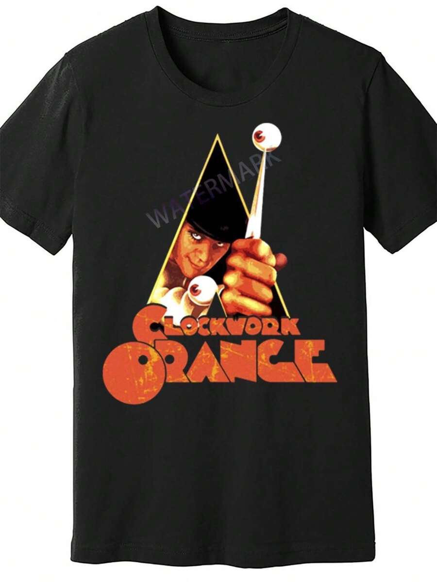 Men's Tee With A Clockwork Orange Film Print. Relaxed Fit, Machine Washable, Vintage Style For Movie Fans. - Multicolor - View 1