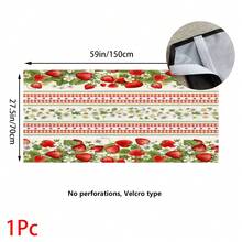 1pc, Home Decor, Strawberry Pattern Printed Table Skirt, Kitchen Small Curtain, Kitchen Cabinet Cover, With Curtain Holes, Easy To Hang, Rectangular, Machine Woven, Machine Washable, Kitchen Decoration And Accessories, Perfect For Kitchen Cabinets And Home Decor - Multicolor - View 12