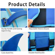 Chaleco salvavidas para perro con diseño de tiburón, alta flotabilidad, chaleco de natación para mascotas con asa, adecuado para perros pequeños y medianos - Azul - Ver 9