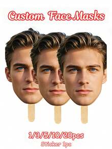 1/3/5/10/20pcs Custom Personalized Photo And Portrait Masks: Custom-Cut Masks, Antler Party Masks, Fun Birthday Masks, And Exclusive Masks For Groomsmen And Bridesmaids. These Wedding Party-Themed Photo Masks... - Multicolor - View 2