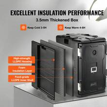 120L Insulated Food Tray Carrier, Hot Box For Catering, Food Box Carrier With Double Buckles, Front Loading With Handles And Wheels For Restaurant, Canteen - 120公升 - 查看 3