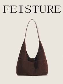 1 Peça Bolsa Multibolso para Ombro e Axila, Feita de Tecido Suede-Like Maillard, Acompanha Mini Bolsa, Adequada para Meninas, Mulheres, Estudantes Universitárias, Iniciantes de Carreira e Mulheres de Escritório, Ótima para Trabalho, Negócios, Transporte e Escola, Bolsa de Camurça, Nova Bolsa Feminina de Outono e Inverno, Melhor Bolsa de Outono, Bolsa de Camurça da Moda Mais Recente para Roupas Femininas de Outono - Café - Visão 1