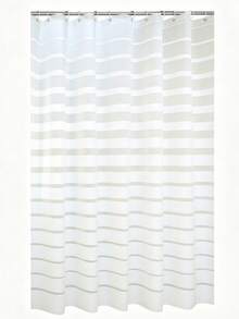 1pc White Wavy Striped Shower Curtain, Waterproof Translucent Bathroom Curtain, Mildew-Resistant, Quick-Drying, Home Decor - Multiple Styles - View 2