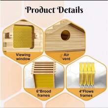 Mini Auto Flowing Beehive Wooden Auto Bee Hives Mini Boxes Box Beekeeping House 4 Flow Frames Add 6 Brood Frames - default - View 2
