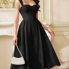 Vestido elegante vintage para mujer con bolsillos, vestido de té casual amarillo para fiestas, festivales y vacaciones, vestido blanco de verano para mujer, vestido de fiesta - Celeste - Ver 2