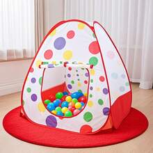 Tienda de campaña infantil de 4 piezas con lunares rojos, adecuada para niños y niñas, interior/exterior, casa de juegos temática de juego de rol para niños, casa de juegos interior/exterior, tiempo de juego de imaginación, mejor regalo de cumpleaños y vacaciones - Rojo - Ver 4