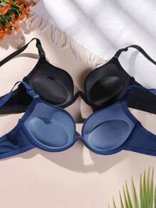 2pcs/Set Teen Girls Open Front Bra, Thick Padded Support, Comfortable And Stylish Back Design, Suitable For 13-16 Years Old Girls - Multicolor - View 2