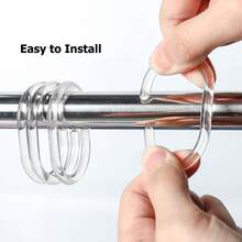 24 Pack Clear Plastic Shower Curtain Hooks – C‑Shaped Rust‑Resistant Rings, Lightweight & Quiet Glide – Versatile Bathroom Accessories For Shower Rod, Window Curtain, Dressing Room – Value Pack, Easy To Use, Durable (Transparent Color) - Transparent - View 6
