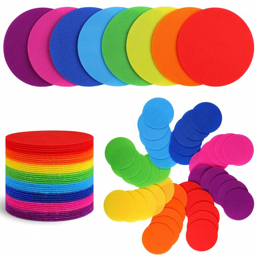 40 PCS 4 Inch Floor Dots For Classroom, 8 Colors Carpet Circle Spots, Removable Non-Slip Flexible Markers For Preschool, Kindergarten, Daycare, Yoga, Home & Playroom - 40pcs - View 1