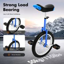 16 Inch Height Adjustable Outdoor Unicycle, Premium Single Wheel Cycling Gear, Ergonomic Design For Balance Training, Suitable For Teenagers, Adults, Daily Outdoor Sports And Leisure Riding - Blue - View 5