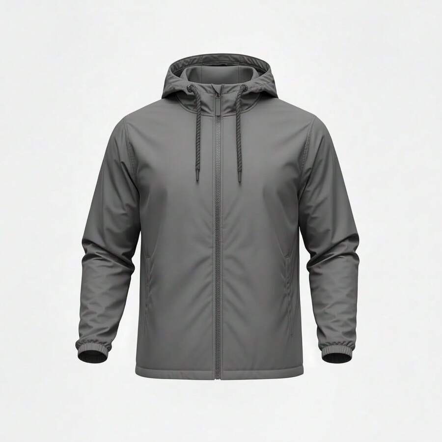 Waterproof Windbreaker Jacket With Lined Hood. - Gris - Ver 1