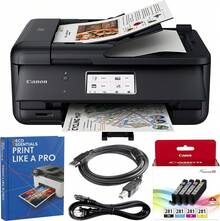 Impresora multifunción inalámbrica Canon Pixma TR8620a, paquete para oficina y hogar que incluye copia, escáner y fax - Negro - Ver 1