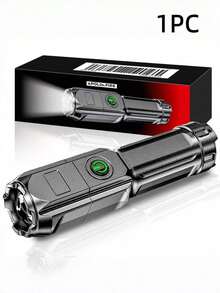1pc/2pcs Ultra Bright LED Flashlight, Portable Adjustable Focus Flashlight, Rechargeable High Power LED Flashlight, Multi-Function, Telescopic Zoom, Suitable For Outdoor And Home, Camping, Travel, Travel Essentials - Star - View 12