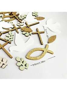70pcs/5pcs Baptism Theme Table Confetti - Featuring Fish, Cross, Leaf And Dove Designs. Perfect For Spring And Summer Occasions - Including Baptism, Wedding, Birthday Party, Graduation, Theme Party And Baby Shower - Ideal For Baptism Supplies And First Communion Church Decor. - One Size Fits All - View 3