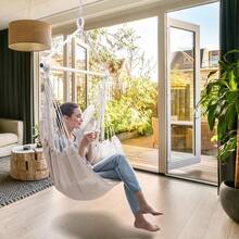 Hängesessel Mit 2 Kissen & Deckenhaken-Set, Bis 150 Kg Für Erwachsene – Ideal Für Garten, Terrasse, Schlafzimmer & Indoor-Bereich, Anthrazitfarbene Schaukelsitz Mit Fußablage, Robuste Hängematte Für Entspannung & Leseecke, Komplettes Aufhängeset Inklusive - A - Übersicht 3