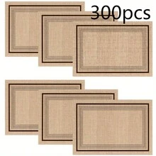 Multi-Pack Linen-Style Placemats With Classic Border Designs. 100% Polyester, Non-Slip, Heat-Resistant, Easy To Clean. Neutral Tone, Perfect For Everyday Meals And Home Decor. - Multicolor - View 16