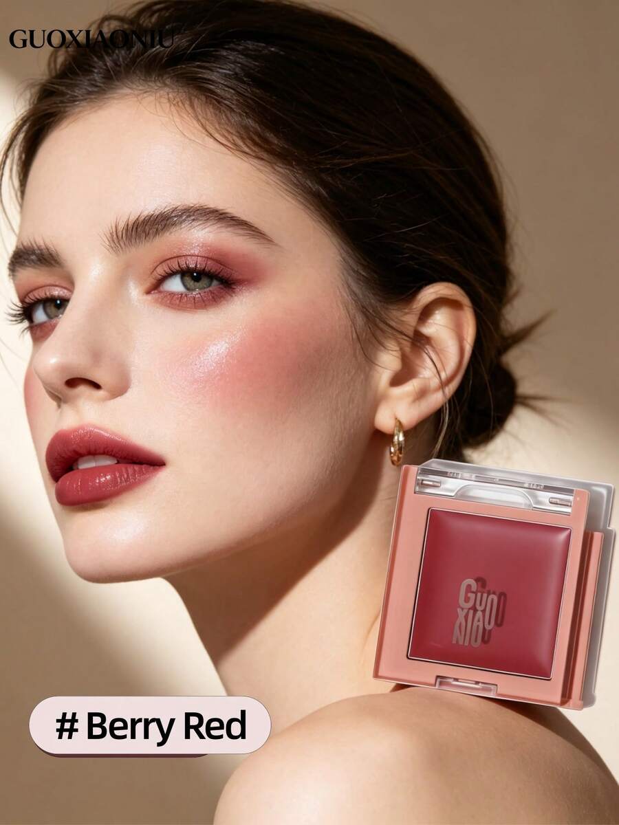 GUOXIAONIU Bálsamo de maquillaje multiusos 3 en 1, rubor en crema, sombra de ojos y lodo labial, tono nude construible - #Rojo Baya - Ver 1