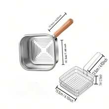Heavy Duty Stainless Steel Cookware Set - Square Frying Pan + Stew Pot, Multi-Functional, Suitable For Boiling, Frying, Soup Making, Compatible With Induction Cooker/Stove, No Lid Design, Ideal For Home, Camping And Outdoor Cooking - A - View 10