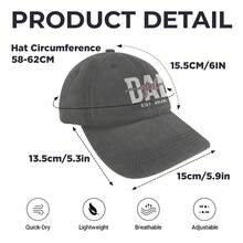 DAD Girl EST.2026 Embroidered Washed Cotton Baseball Cap, Adjustable Unisex Sun Hat, Perfect Father's Day Gift For New Dad, Casual Daily Outdoor Wear - Multicolor - View 4