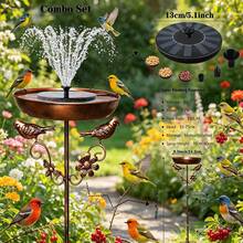 1pc Outdoor Standing Bird Bath, Bronze Decorative Bird Bath, Dual-Use Waterer And Bird Feeder For Yard And Lawn, Attracts Wild Birds, Decorative Ornament With Bird Decoration, Rust-Proof Iron Art Dual-Use Waterer For Garden - Multicolor - View 2