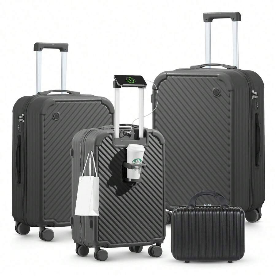 Maleta de Carcasa Rígida ABS+PC con Ruedas y Diseño Rodante, Multicolor, para Oficina, Unisex, con Candado de Combinación y Ruedas Universales - Blanco - Ver 1