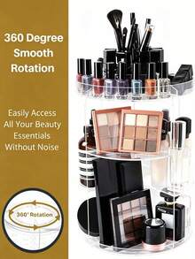 360 Degree Rotating Desktop Storage Rack, Acrylic Box Cosmetic Organizer Suitable For Lipstick, Skincare, Makeup Display Rack, Suitable For Vacation, Beach, Bathroom, Bedroom And More Scenes, Large Capacity - 268 - View 6