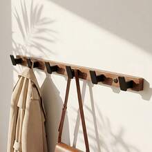 1 Stück Wandhaken aus Holz, Kleiderhänger für Eingangstür, Tasche, Regenschirm und Schlüsselhalter, dekoratives perforiertes Design für Heimorganisation und Aufbewahrung - Übersicht 6