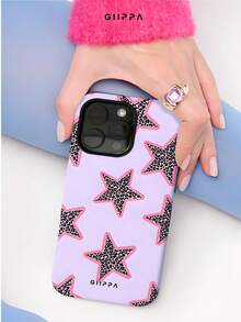 GIIPPA 1 pièce Étui de téléphone avec base violet clair et motif d'étoile imprimé léopard, Étui de téléphone 17 Pro Max, compatible avec Phone 16 Pro Max, 15 Pro Max, 14 Pro Max, Étui de téléphone de style coréen haut de gamme et amusant, compatible avec 11/12/13/14/15/16 Pro Max Plus, Design élégant convenant aux hommes et aux femmes, Cadeau parfait pour la petite amie à Noël, la Saint-Valentin, Pâques, la saison des mariages et l'anniversaire ! - Parme - Voir 4