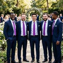Set Of 3 Light Gray Ties For Groomsmen, Weddings, And Events - Red Violet - View 2