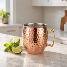 1 Pc 304 Stainless Steel Moscow Mule Mug 550ml, Hammered Gold/Silver/Rose Gold Cocktail Cup, Heavy Duty Metal Beer Mug For Bar, Kitchen, Outdoor Travel - Multicolor - View 8