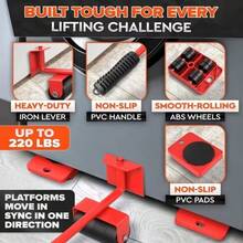 5pcs Heavy Duty Moving Set: Furniture Lifter, Slider Set And Jack, Rolling Tool For Easy Lifting, Essential For Moving Large Items, Space-Saving Sofa Relocation Design - A - View 3