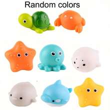 1/2/4/6/8 piezas Juguetes de baño de animales marinos con purpurina de colores sin agujeros, juguetes flotantes brillantes para bañera, juego de baño, piscina, fiesta, gran regalo - Multicolor - Ver 4