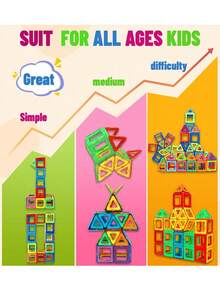 Magnetic Building Block Toy, Creative STEM Magnetic Tiles, Support Children's Brain Development - Multicolor - View 8