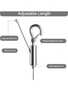 Heavy Duty PVC Coated Steel Wire Rope, Multipurpose Clothesline And Dog Tie-Out Cable With Carabiner Clips,Adjustable Metal Buckle Rope, Clothesline, Suitable For Curtains, Outdoor Use, With Metal Buckle - Multicolor - View 3