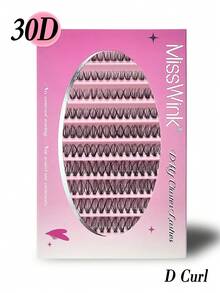 Miss Wink 30D 80/140/200片装，3D立体假睫毛，8-16毫米混合0.07C/D卷度，4/7/10排，柔软自然，防水，轻盈易戴，适合日常、派对或婚礼等场合。睫毛簇，单根睫毛，假睫毛 - 黑色 - 查看 9