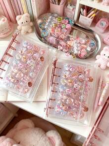One A5/A6/A7 Rose Gold Metal Transparent Leaf Binder, A5 Binder, Refill Pages, Sticker Album, Transparent Sticker Book, Sticker Book, Photo Storage Bag, Photo Album, Budget Planner, Diary, Notebook, Office Supplies, Household Management - Color - View 1
