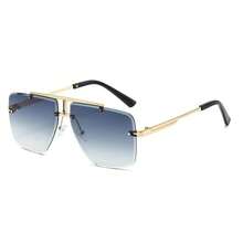 Men's Square Rimless  With Double Bridge And Frame, With Protection And Gradient Lenses - Gold-tea - View 6