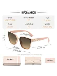 Visivana 1pc Verywork Classic Gradient Fashion Glasses, Elegant & Sophisticated Designer Eyewear For Women, Includes Storage Case & Cleaning Cloth Elegent Modern - Multicolor - View 10